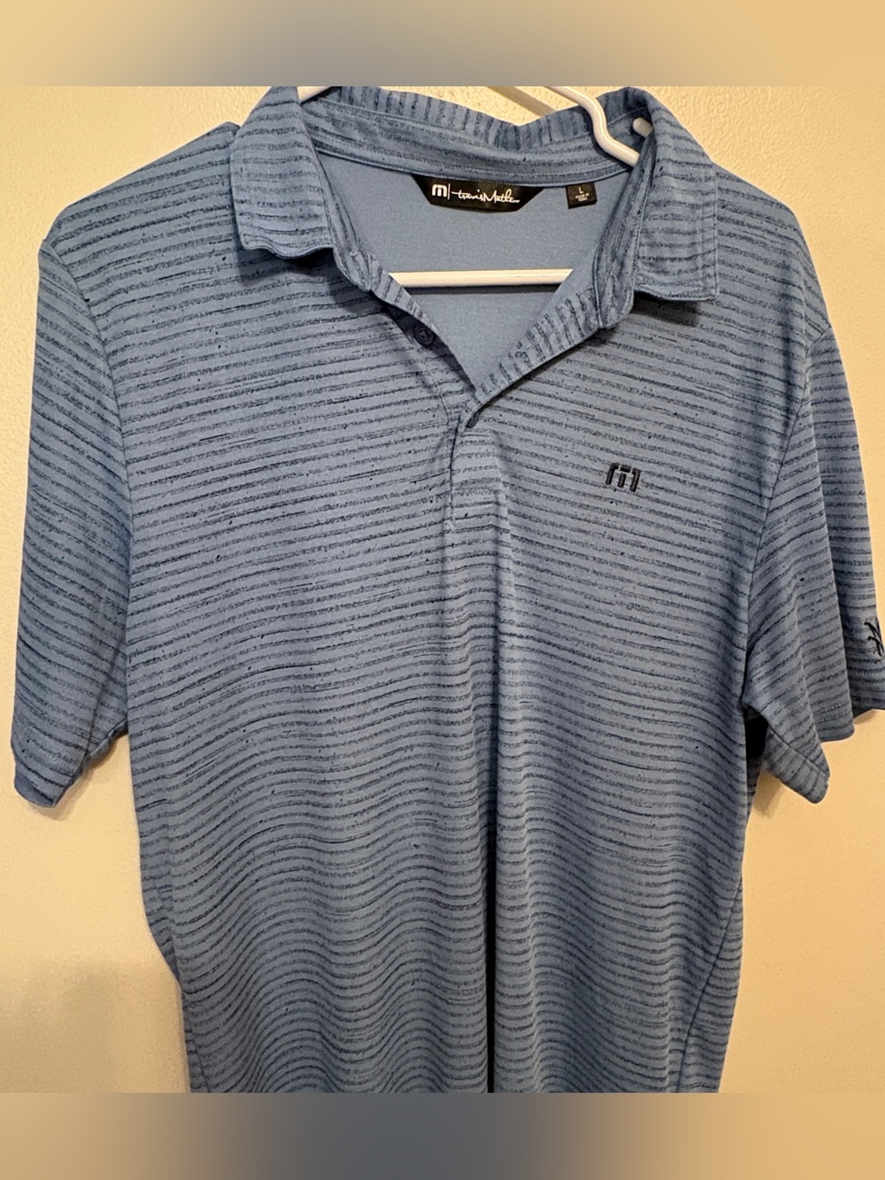 Travis Mathew Men's Sky Blue Micro-Striped Polo